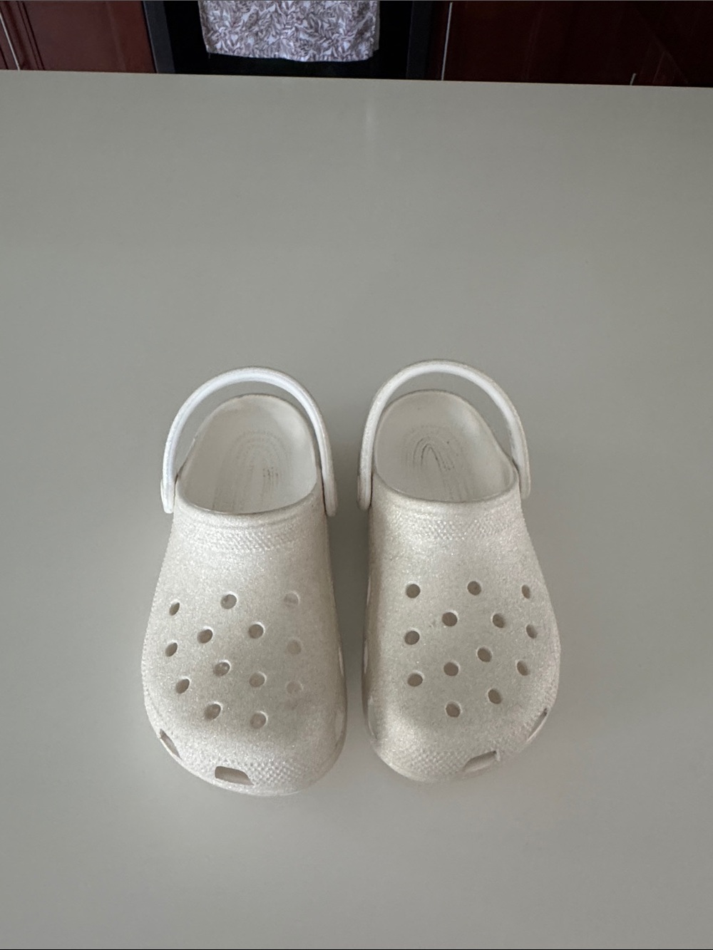 CROCS white glitter